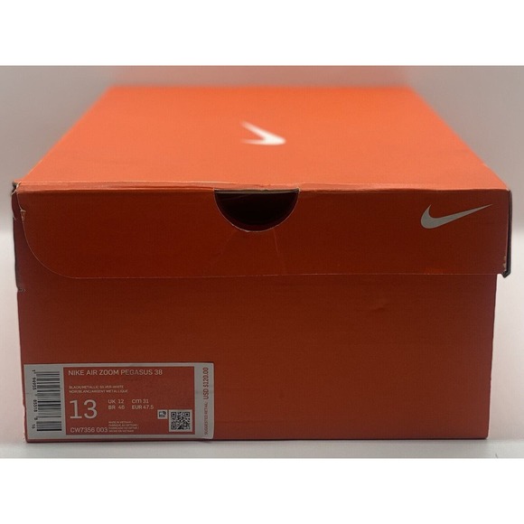 NEW Nike Air Zoom Pegasus 38 Black Silver White CW7356-003 Men\'s Size 13